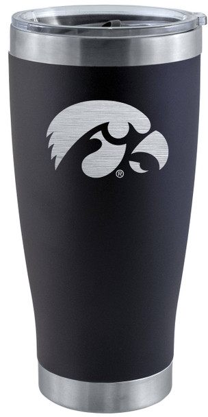 Iowa Hawkeyes 20oz Black Tumbler w/Etched Logo