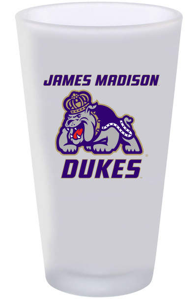 James Madison Dukes 16oz Frosted Pint Glass Color Logo