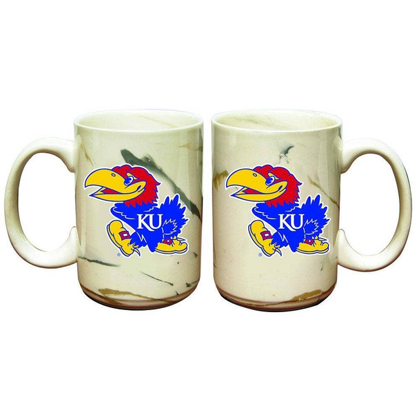 Kansas Jayhawks Marble Ceramic Mug