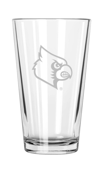 Louisville Cardinals 16oz Pint Glass w/Etched Logo