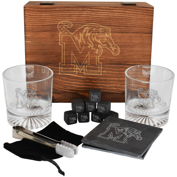Memphis Tigers Boxed Drinkware Set w/Coasters