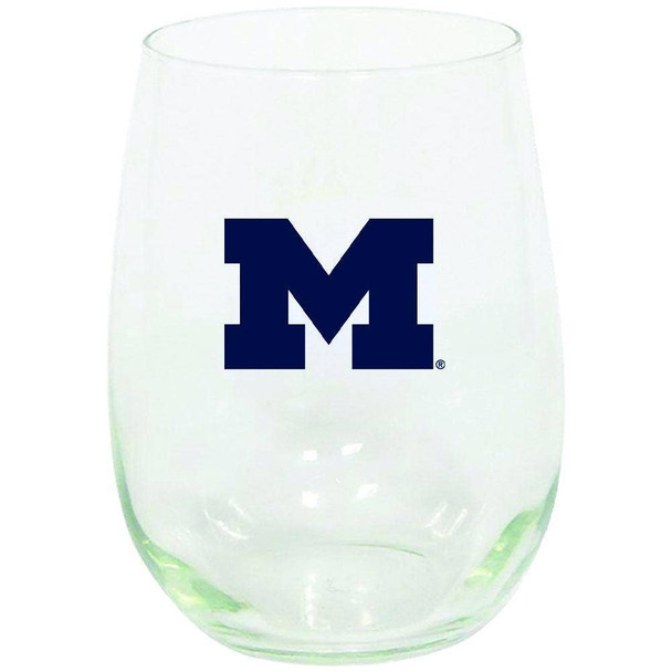 Michigan Wolverines 15oz Stemless Wine w/Color Logo