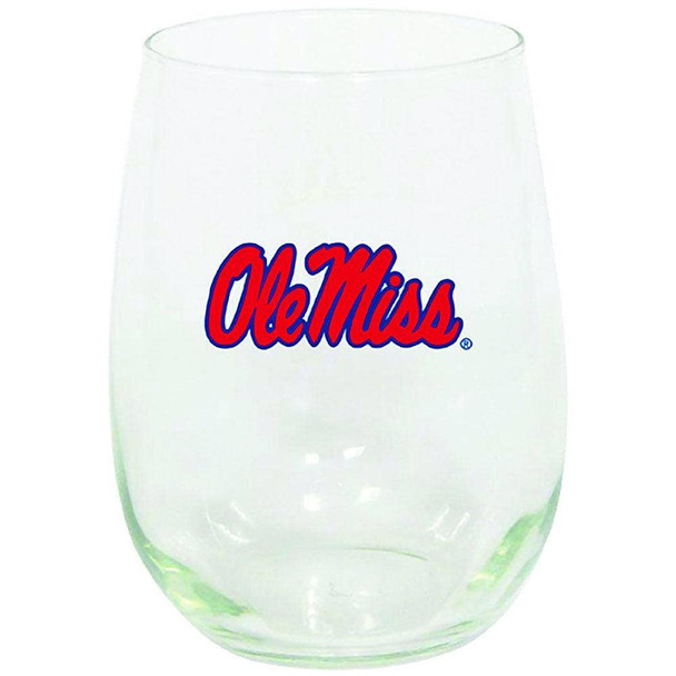 Ole Miss Rebels 15oz Stemless Wine w/Color Logo