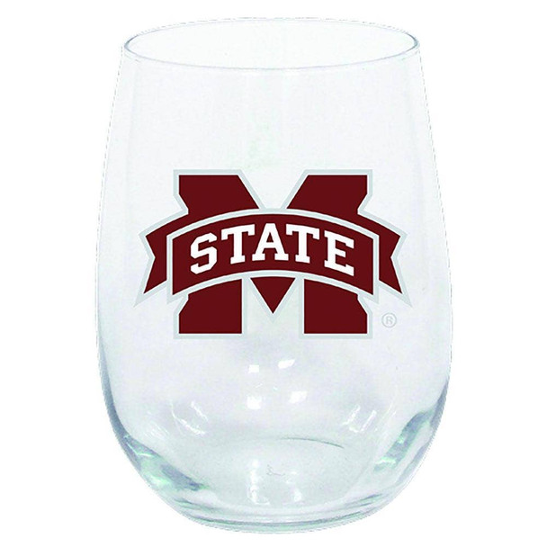 Mississippi State 15oz Stemless Wine w/Color Logo