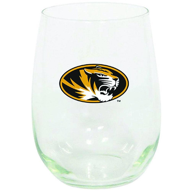 Missouri Tigers 15oz Stemless Wine w/Color Logo