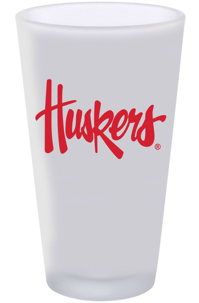 Nebraska Cornhuskers 16oz Frosted Pint Glass Color Logo