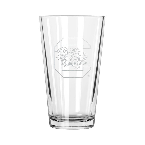 South Carolina Gamecocks 16oz Pint Glass w/Etched Logo