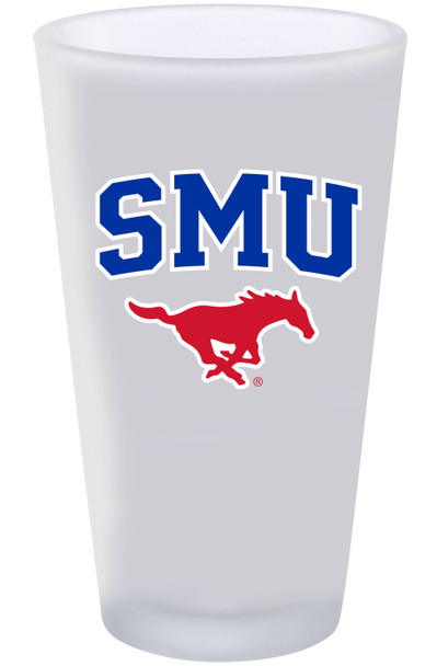Southern Methodist 16oz Frosted Pint Glass Color Logo