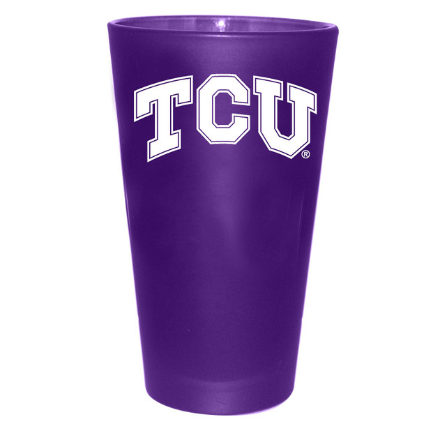 TCU Horned Frogs 16oz Color Frosted Pint Color Logo