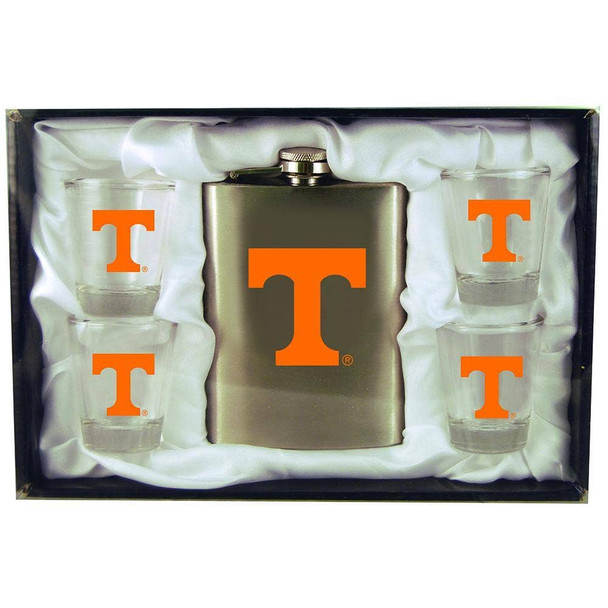 Tennessee Orange 8oz Stainless Steel Flask w/4 Cups