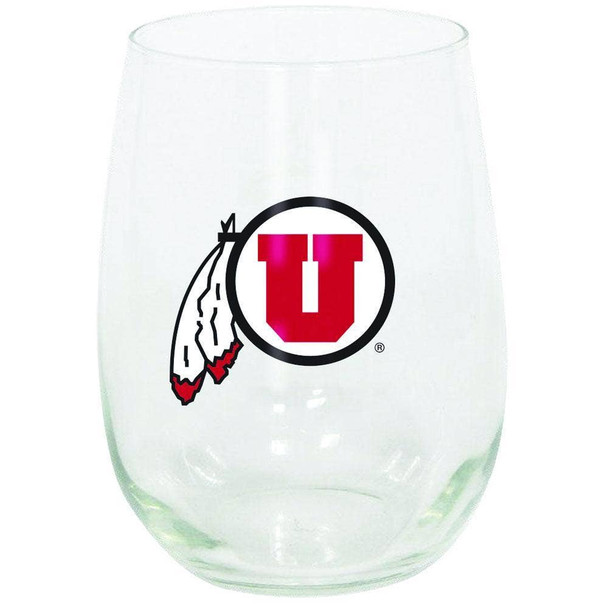 Utah Utes 15oz Stemless Wine w/Color Logo