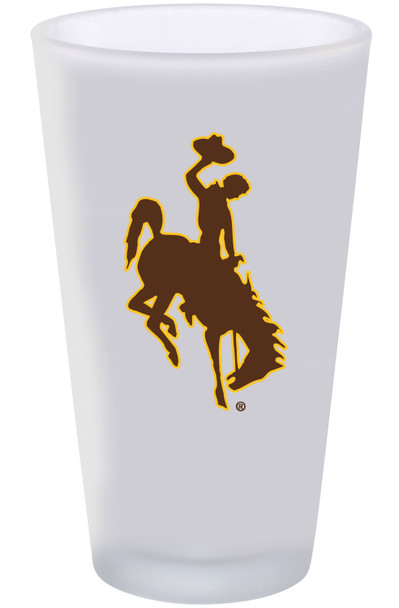 Wyoming Cowboys 16oz Frosted Pint Glass Color Logo