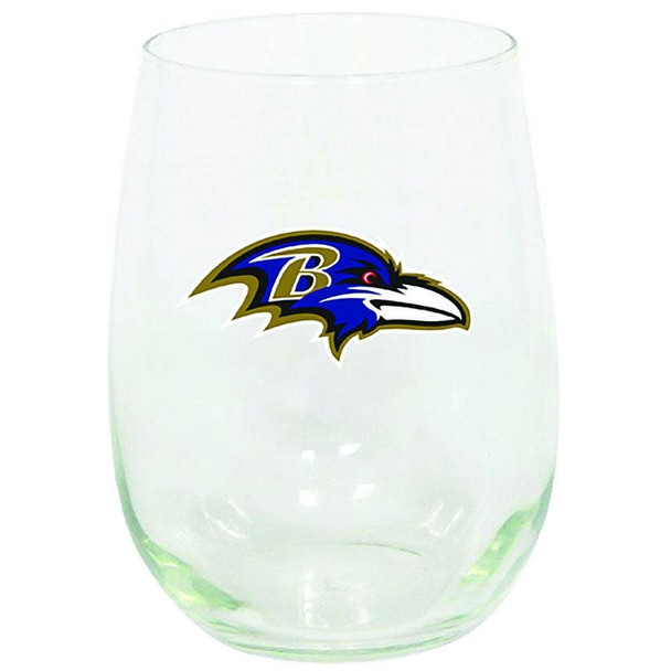 Baltimore Ravens 15oz Stemless Wine w/Color Logo