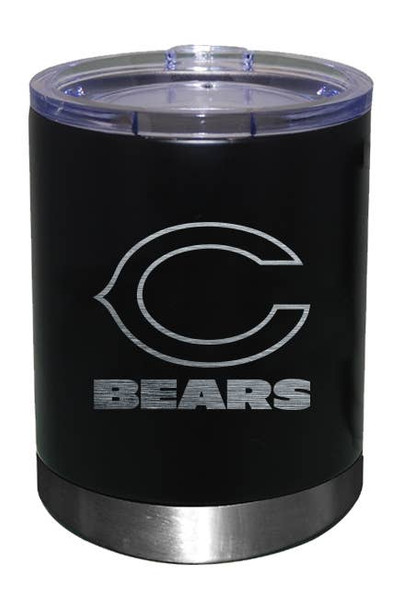 Chicago Bears 12oz Black Low-Ball Tumbler Etch Logo