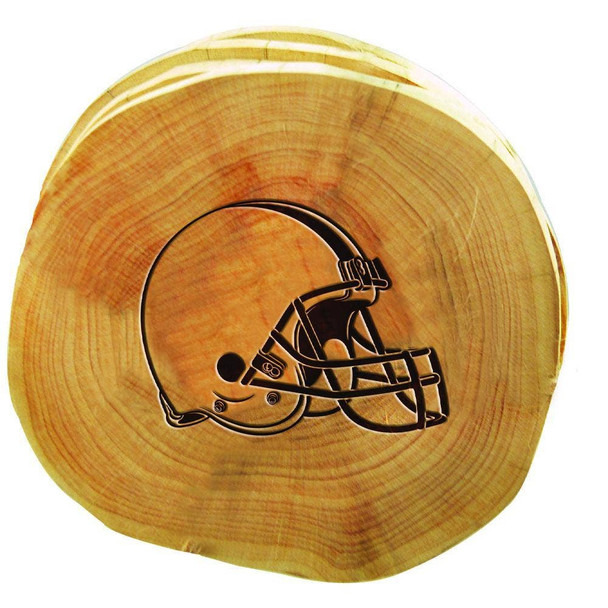 Cleveland Browns 4pk Wood Cut Coaster