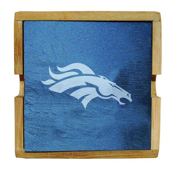 Denver Broncos Slate Square Coaster Set