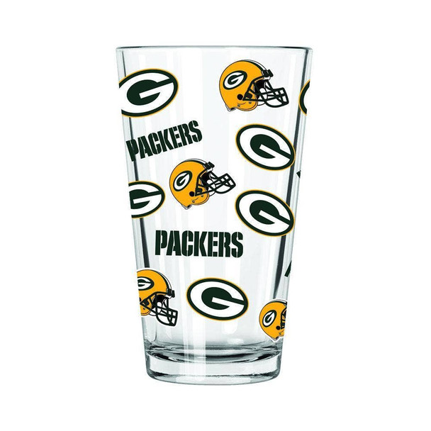 Green Bay Packers 16oz All Over Print Glass