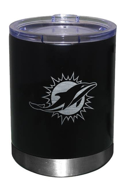 Miami Dolphins 12oz Black Low-Ball Tumbler Etch Logo