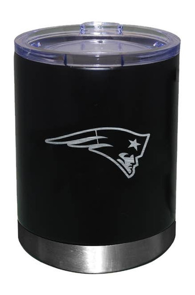 New England Patriots 12oz Black Low-Ball Tumbler Etch Logo