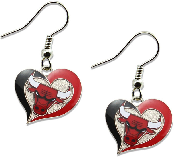 NBA Chicago Bulls Swirl Heart Earrings