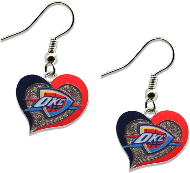 NBA Oklahoma City Thunder Swirl Heart Earrings