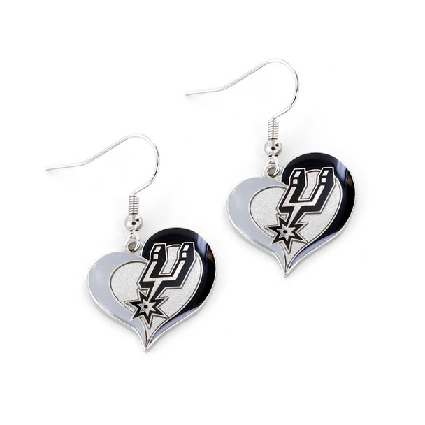 NBA San Antonio Spurs Swirl Heart Earrings