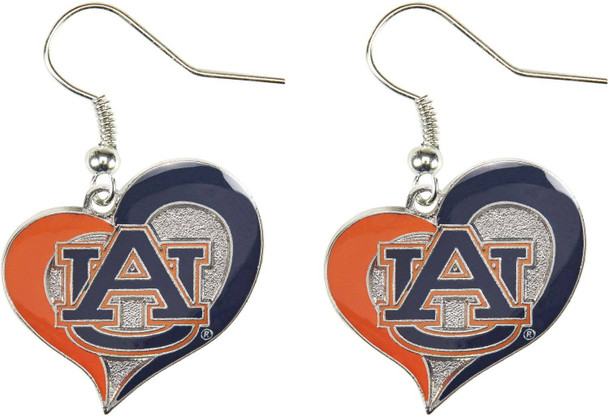 NCAA Auburn Tigers Swirl Heart Earrings
