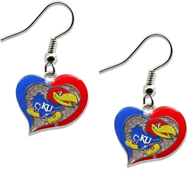 NCAA Kansas Jayhawks Swirl Heart Earrings