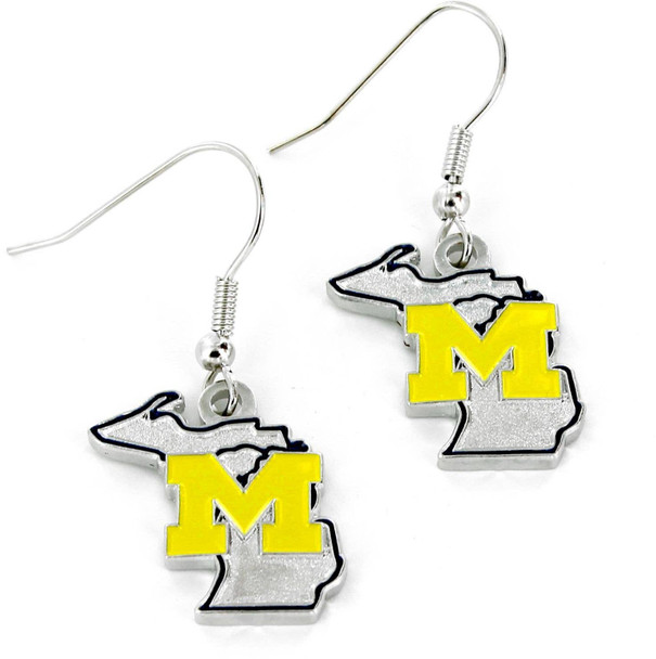 NCAA Michigan Wolverines State Design Earrings