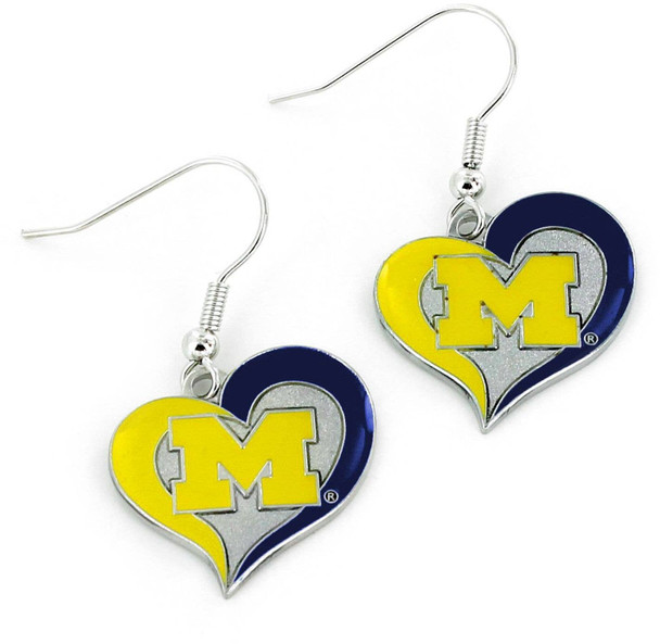 NCAA Michigan Wolverines Swirl Heart Earrings