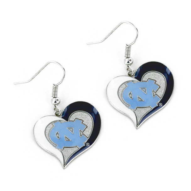 NCAA North Carolina Tar Heels Swirl Heart Earrings