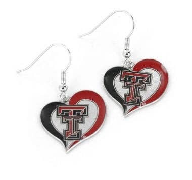 NCAA Texas Tech Red Raiders Swirl Heart Earrings