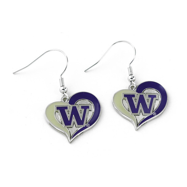 NCAA Washington Huskies Swirl Heart Earrings