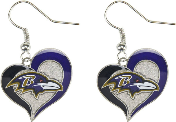 NFL Baltimore Ravens Swirl Heart Earrings