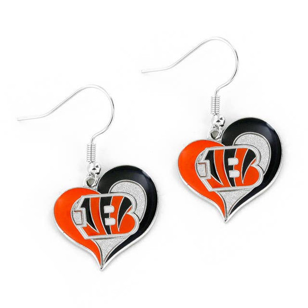 NFL Cincinnati Bengals Swirl Heart Earrings