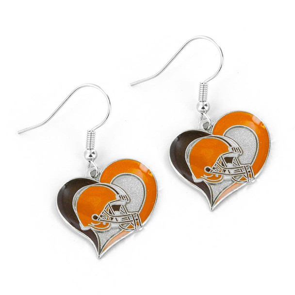 NFL Cleveland Browns Swirl Heart Earrings