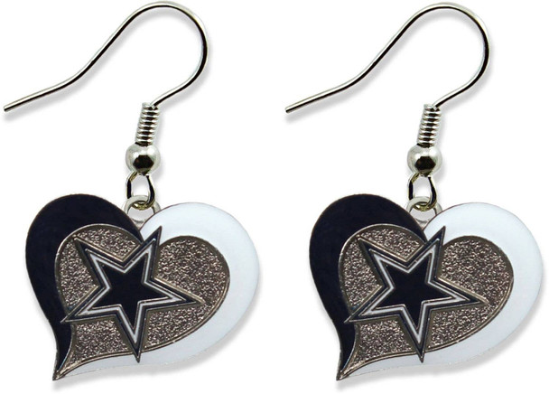 NFL Dallas Cowboys Swirl Heart Earrings