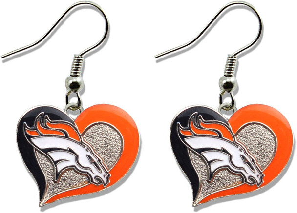 NFL Denver Broncos Swirl Heart Earrings