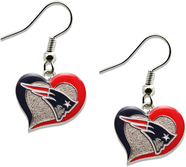 NFL New England Patriots Swirl Heart Earrings