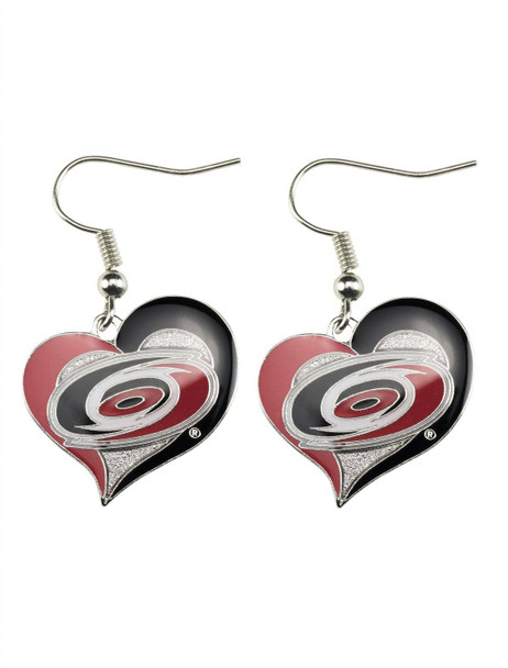 NHL Carolina Hurricanes Swirl Heart Earrings