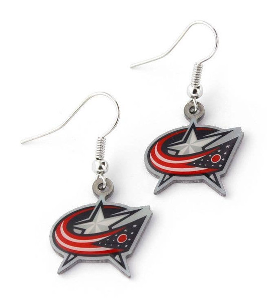 NHL Columbus Blue Jackets Logo Dangle Earrings