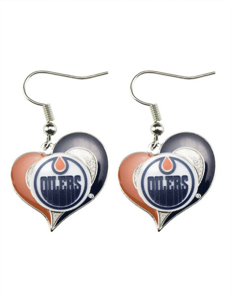 NHL Edmonton Oilers Swirl Heart Earrings
