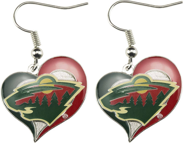 NHL Minnesota Wild Swirl Heart Earrings