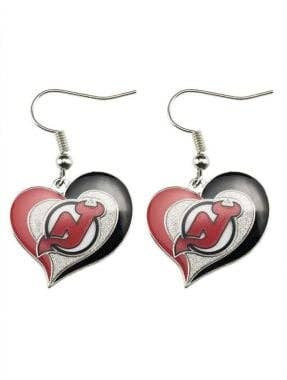 NHL New Jersey Devils Swirl Heart Earrings