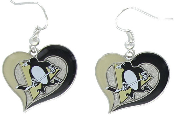NHL Pittsburgh Penguins Swirl Heart Earrings