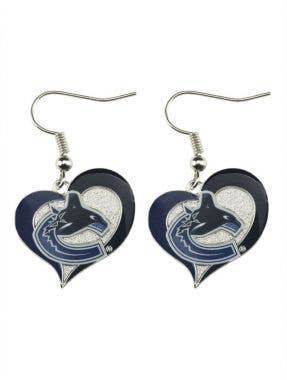 NHL Vancouver Canucks Swirl Heart Earrings