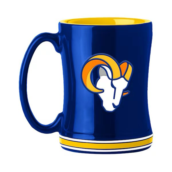 Los Angeles Rams Sculpted Relief Coffee Mug 14oz Team Color NFL Drinkware