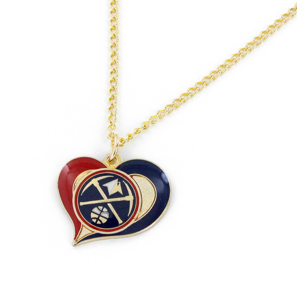 NBA Denver Nuggets Swirl Heart Necklace