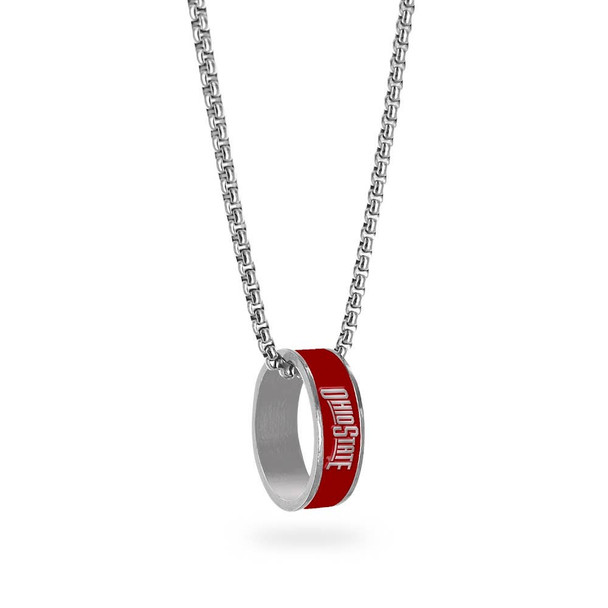 NCAA Ohio State Buckeyes Fashion Ring Necklace, Silver