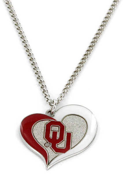 NCAA Oklahoma Sooners Swirl Heart Necklace